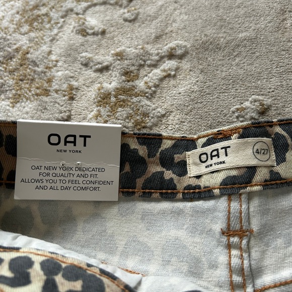 OAT New York Womens Leopard Print Cotton Blend Hi-Rise Wide Leg Jeans NWT - 4/27 - Picture 4 of 7